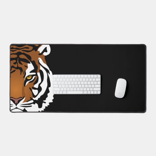 Tijger, wilde kat op zwart bureaumat (Keyboard & Muis)