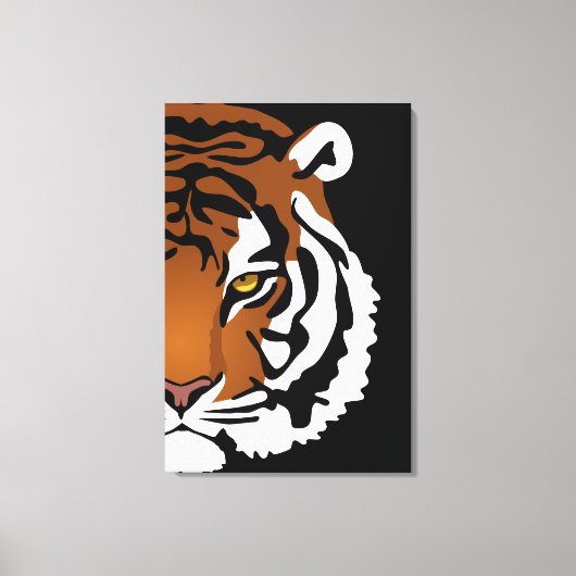 Tijger, wilde kat op zwart canvas afdruk (Voorkant)