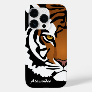 Tijger, wilde kat op zwart Case-Mate iPhone case