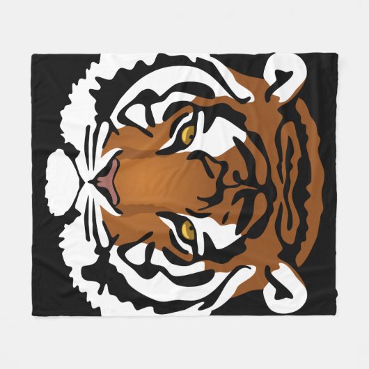 Tijger, wilde kat op zwart fleece deken (Voorkant (Horizontaal))