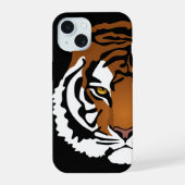 Tijger, wilde kat op zwart iPhone 15 case (Achterkant)