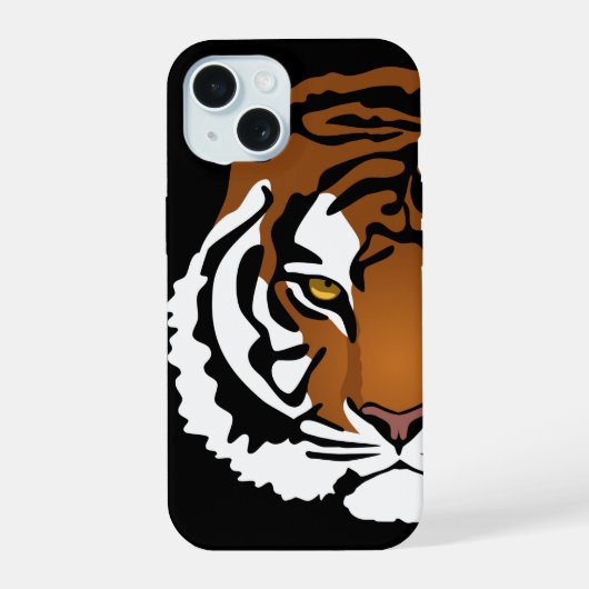 Tijger, wilde kat op zwart iPhone 15 case (Achterkant)