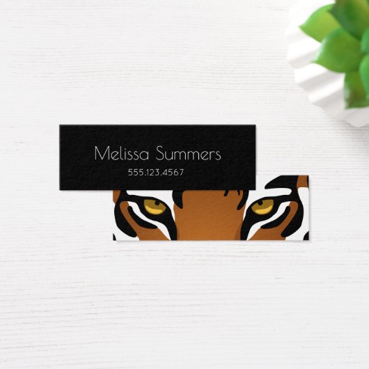 Tijger, wilde kat op zwart mini visitekaartjes (Bureau)