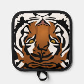 Tijger, wilde kat op zwart pannenlap (Voorkant)