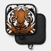 Tijger, wilde kat op zwart pannenlap (Voorkant / Achterkant)