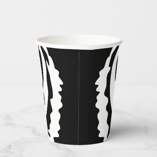 Tijger, wilde kat op zwart papieren bekers (Rechts)