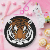 Tijger, wilde kat op zwart papieren bordje (Feest)