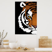 Tijger, wilde kat op zwart poster (Keuken)