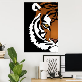 Tijger, wilde kat op zwart poster