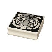 Tijger, wilde kat op zwart rubberstempel (Stempel)