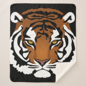 Tijger, wilde kat op zwart sherpa deken (Voorkant)