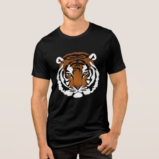 Tijger, wilde kat op zwart Tri-Blend shirt (Voorkant)
