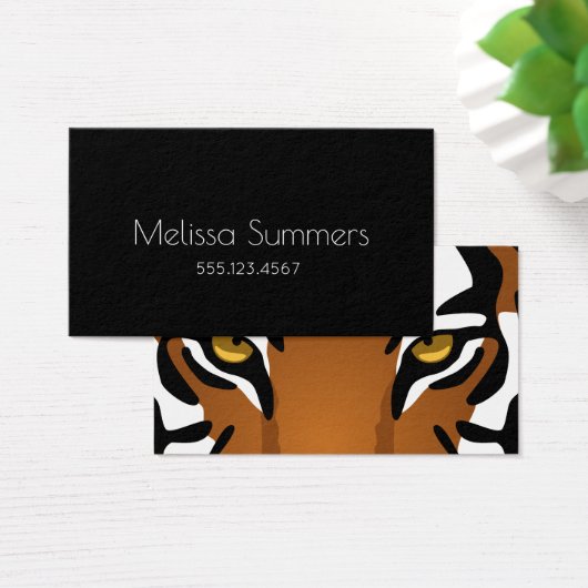 Tijger, wilde kat op zwart visitekaartje (Bureau)