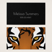 Tijger, wilde kat op zwart visitekaartje (Voorkant /achterkant)