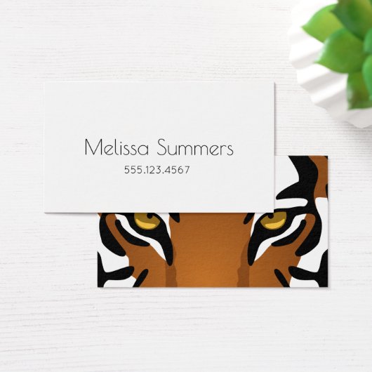 Tijger, wilde kat op zwart visitekaartjes (Bureau)