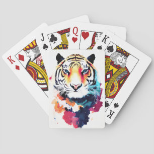 Tijger Wilde Natuur Dierlijke Kleur Kunst Schilder Pokerkaarten