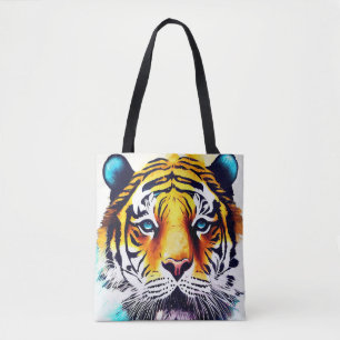 Tijger Wilde Natuur Dierlijke Kleur Kunst Schilder Tote Bag