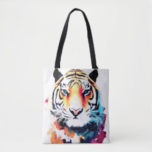 Tijger Wilde Natuur Dierlijke Kleur Kunst Schilder Tote Bag