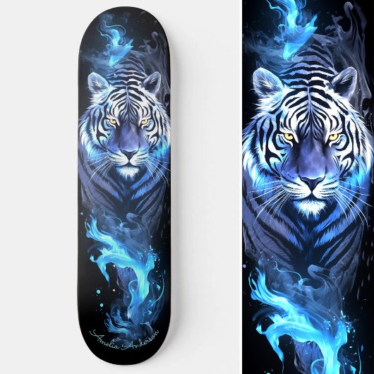 Tijger wit & blauw gloeiende koele stijl persoonlijk skateboard