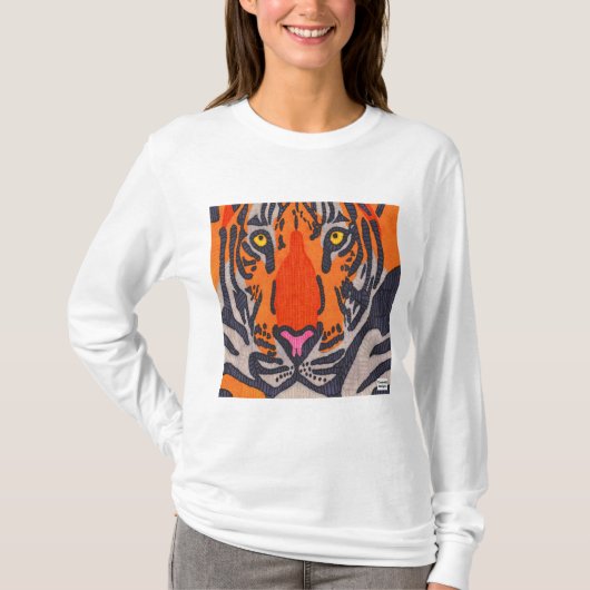 Tijger (wit) - Dames Lange Mouwen T-shirt (Voorkant)