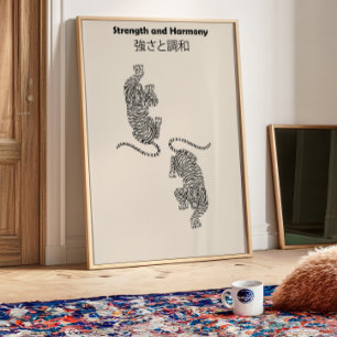 Tijger Yin Yang Poster   Japan geïnspireerde Tijge