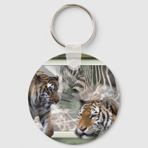 Tijger, Zebra, Giraffe, luiers en groeten Sleutelhanger