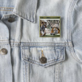 Tijger, Zebra, Giraffe, luiers en groeten Vierkante Button 5,1 Cm (In situ)