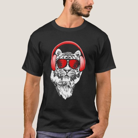 Tijger zonnebril hoofdtelefoon Tiger Lover Tige T-shirt (Voorkant)