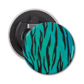 Tijger, zwart en Blauwgroen afdrukken Button Flesopener (Voorkant)