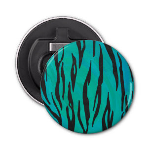 Tijger, zwart en Blauwgroen afdrukken Button Flesopener