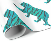 Tijger, zwart en Blauwgroen afdrukken Cadeaupapier (Rol Hoek)