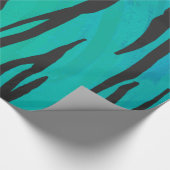 Tijger, zwart en Blauwgroen afdrukken Cadeaupapier (Hoek)
