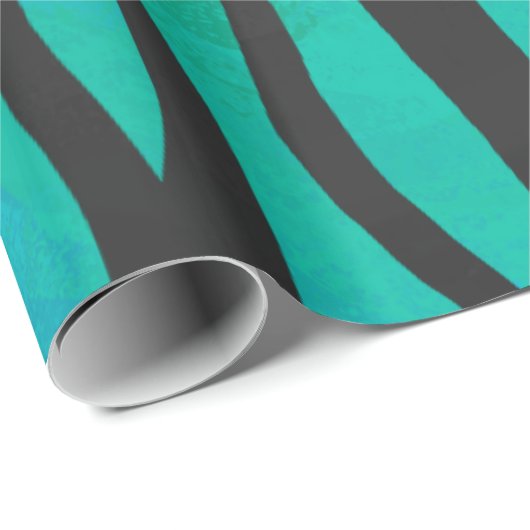 Tijger, zwart en Blauwgroen afdrukken Cadeaupapier (Rol Hoek)