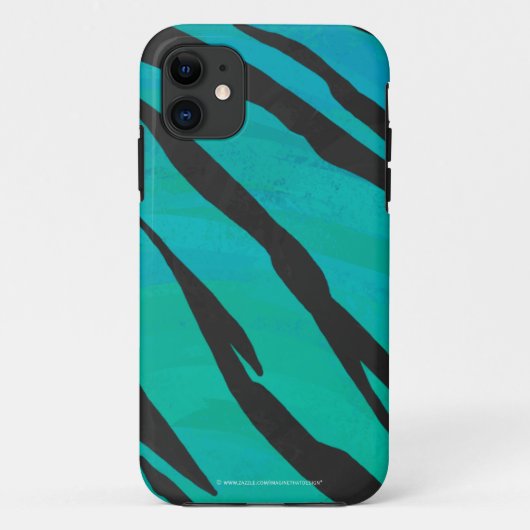 Tijger, zwart en Blauwgroen afdrukken Case-Mate iPhone Case (Achterkant)