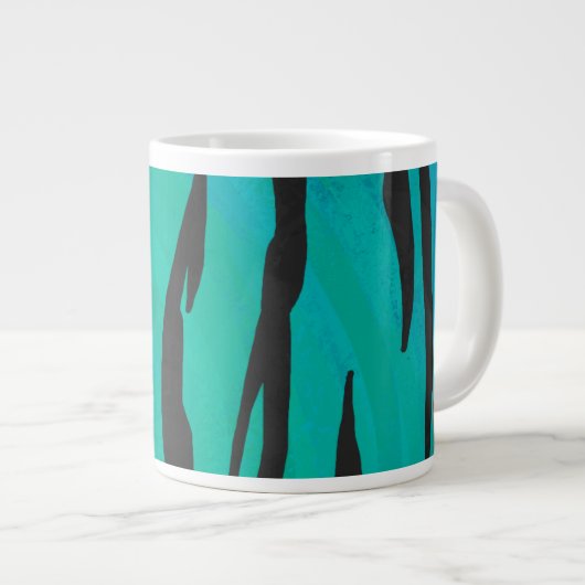 Tijger, zwart en Blauwgroen afdrukken Grote Koffiekop (Voorkant rechts)