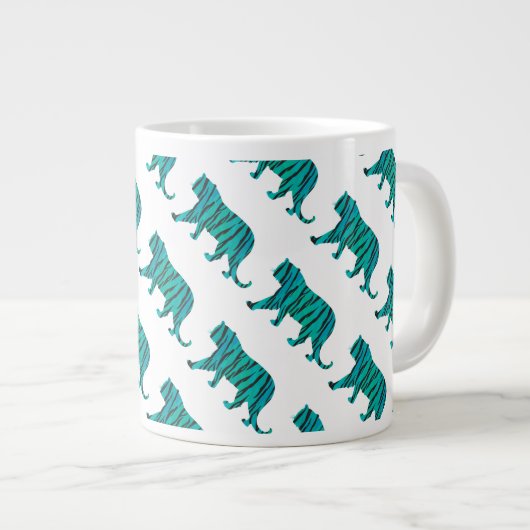 Tijger, zwart en Blauwgroen afdrukken Grote Koffiekop (Voorkant rechts)