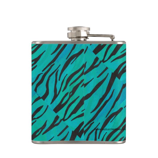 Tijger, zwart en Blauwgroen afdrukken Heupfles (Achterkant)