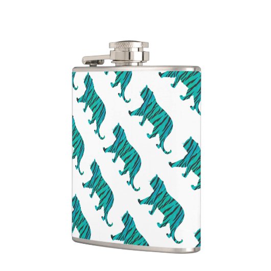 Tijger, zwart en Blauwgroen afdrukken Heupfles (Links)