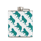 Tijger, zwart en Blauwgroen afdrukken Heupfles (Achterkant)