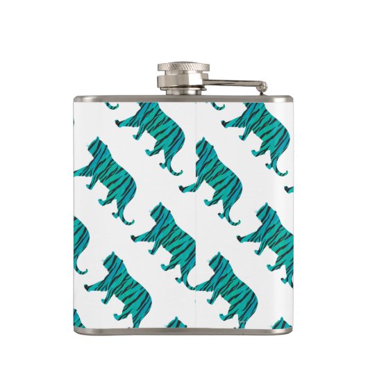 Tijger, zwart en Blauwgroen afdrukken Heupfles (Achterkant)