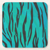 Tijger, zwart en Blauwgroen afdrukken Kartonnen Onderzetters (Voorkant)