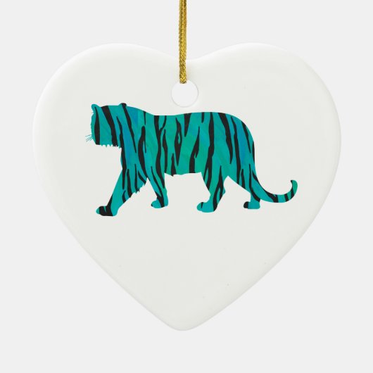 Tijger, zwart en Blauwgroen afdrukken Keramisch Ornament (Achterkant)