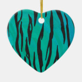Tijger, zwart en Blauwgroen afdrukken Keramisch Ornament (Voorkant)