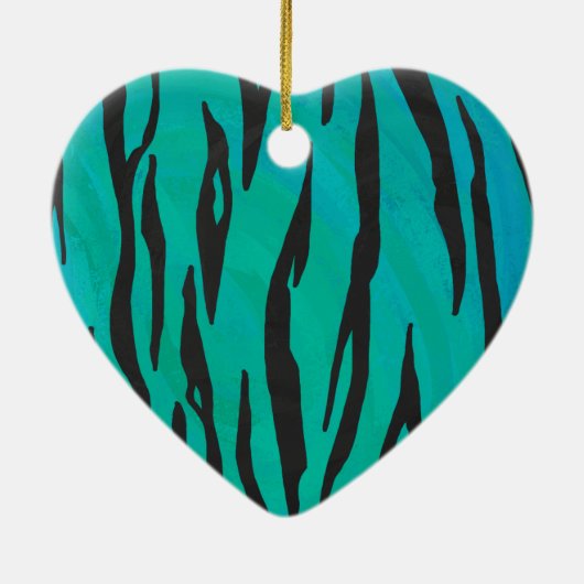 Tijger, zwart en Blauwgroen afdrukken Keramisch Ornament (Achterkant)