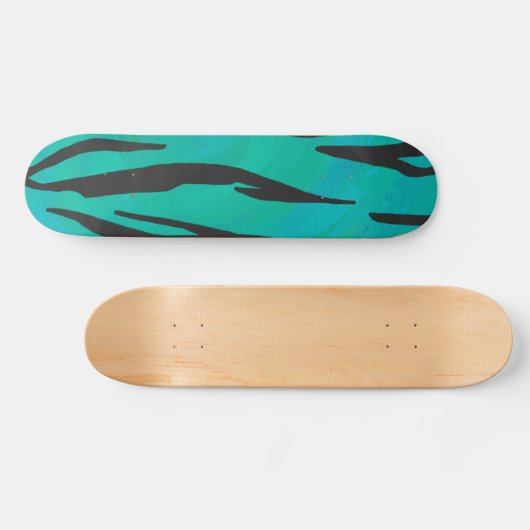 Tijger, zwart en Blauwgroen afdrukken Skateboard (Horizontaal)