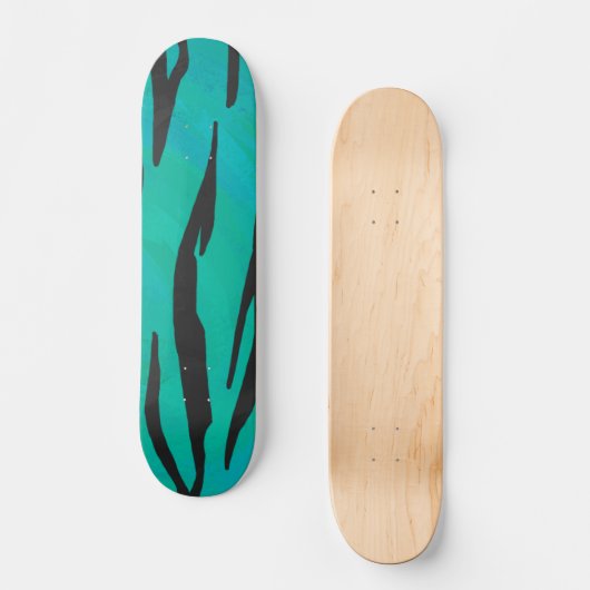 Tijger, zwart en Blauwgroen afdrukken Skateboard (Voorkant)