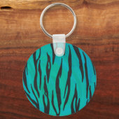 Tijger, zwart en Blauwgroen afdrukken Sleutelhanger (Voorkant)