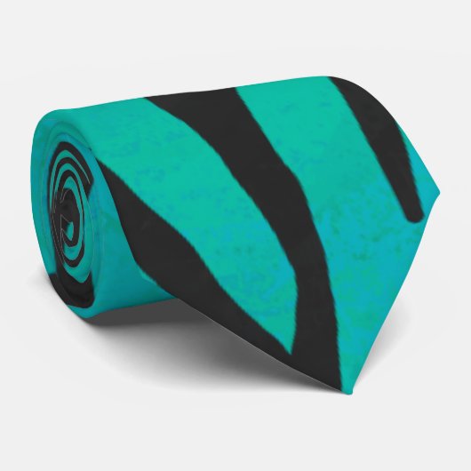 Tijger, zwart en Blauwgroen afdrukken Stropdas (Opgerold)