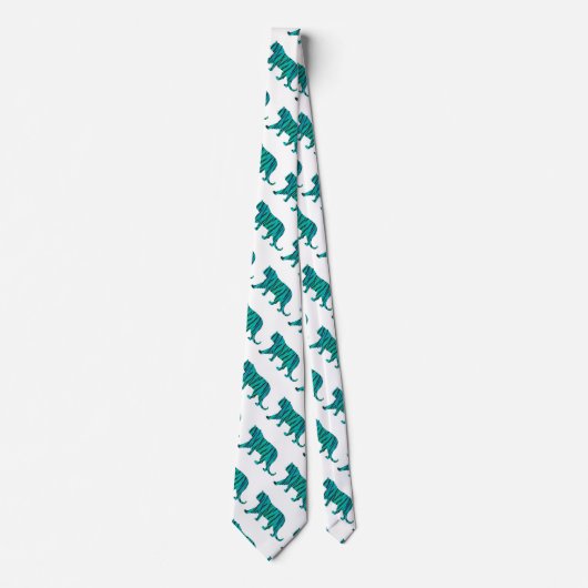 Tijger, zwart en Blauwgroen afdrukken Stropdas (Voorkant)