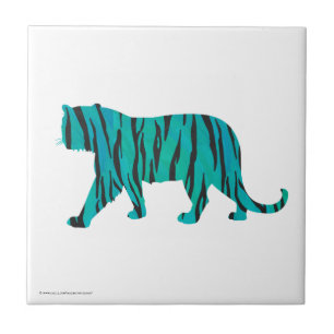 Tijger, zwart en Blauwgroen afdrukken Tegeltje